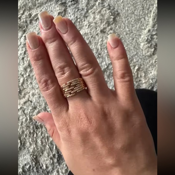 Anthropologie Spiral Gold Crystal Ring - Picture 6 of 14